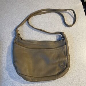 Vintage Genuine Deerskin Leather Crossbody Shoulder Bag Light Brown Made in USA